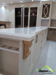 |کورين سياه|نمونه کار سنگ کورين پروژه نیاوران جناب نگارستانی کورین الجی | دکوراسيون کاسيپين | کورين و کوارتز کاسپين | کورين کاسپين | کوارتز کاسپين | سنگ کورين | سنگ کوارت|کورين مشکي |اجراي صفحات يکپارچه کورين مشکي بدون درز و خط| کد ۲۵۹ سندد کرم |کورین وسترمن |